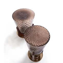 Tavolino Basso in Vetro di Murano Marrone Vertex