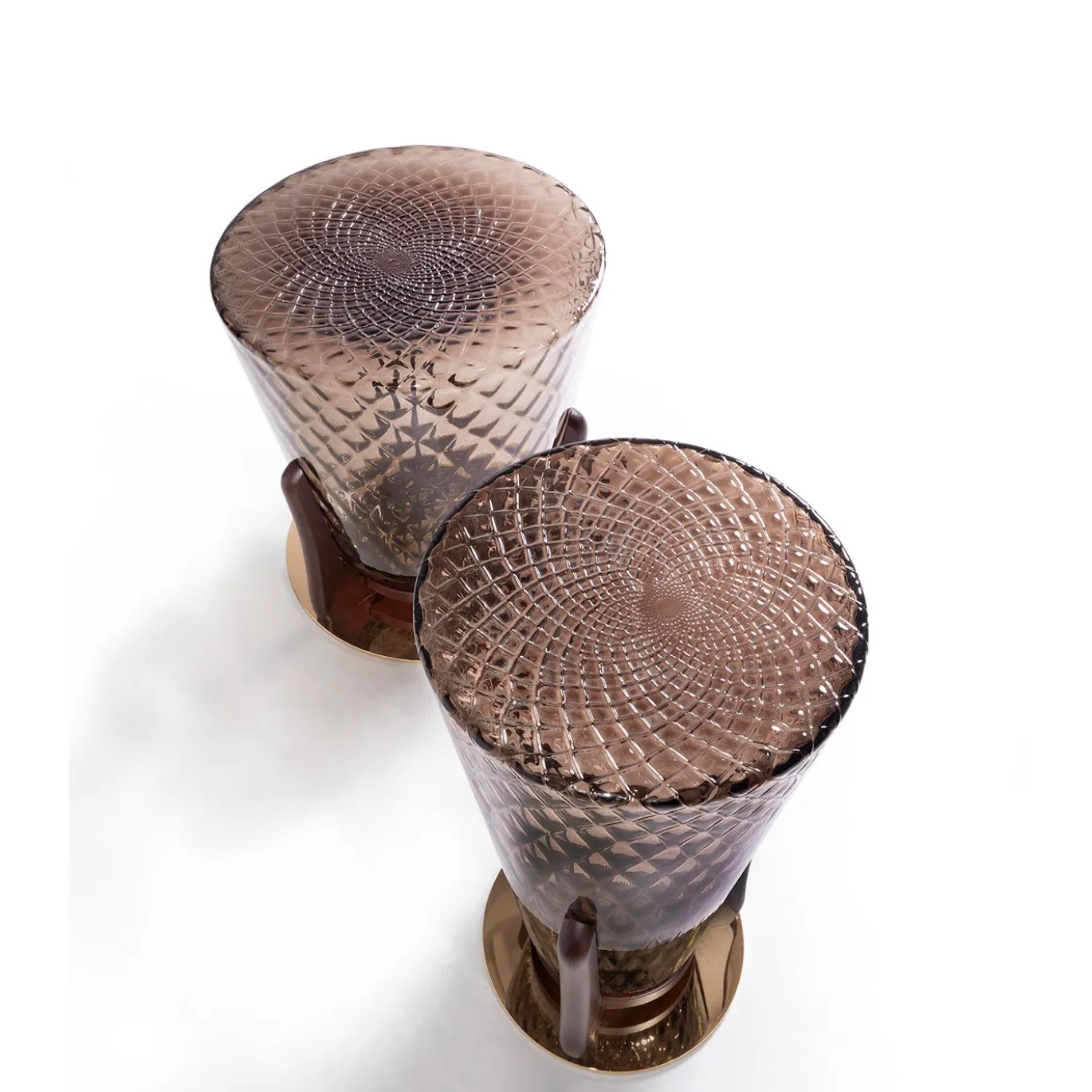 Tavolino Basso in Vetro di Murano Marrone Vertex