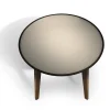 Tavolino Blend con piano in pelle marrone e base in legno bronzo