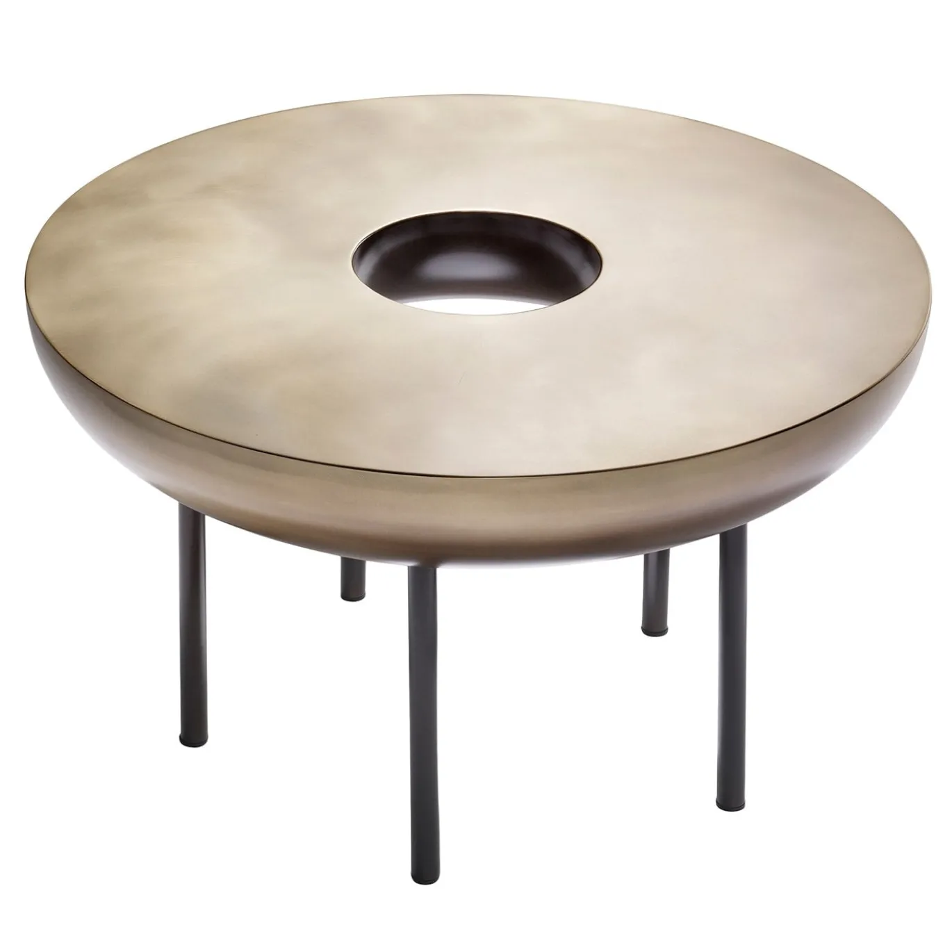 Tavolino Botero 50 in ottone spazzolato di R&D Studio