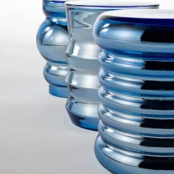 Tavolino Bouchon modello B in vetro blu di Dan Yeffet
