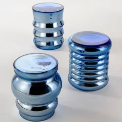 Tavolino Bouchon modello C in vetro blu di Dan Yeffet