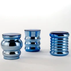 Tavolino Bouchon modello C in vetro blu di Dan Yeffet