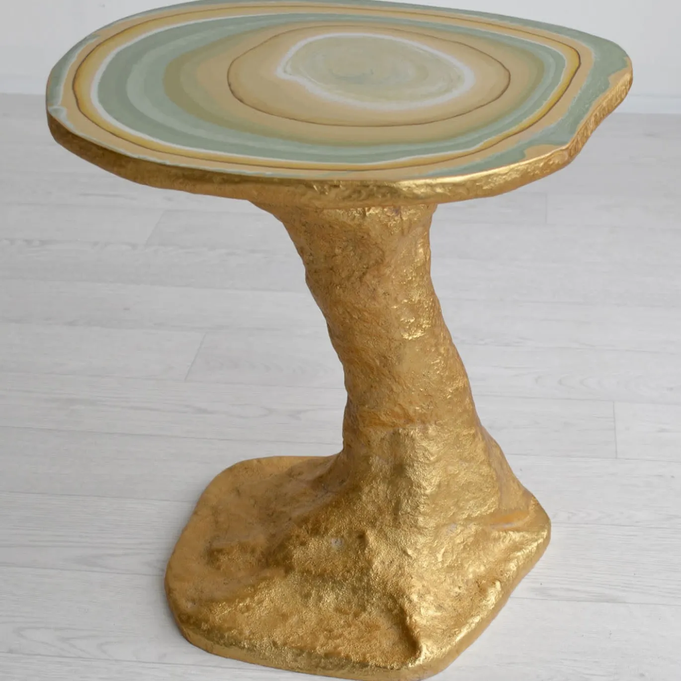Tavolino Charles in Legno Verde Chiaro e Oro