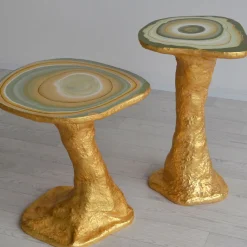 Tavolino Charles in Legno Verde Chiaro e Oro