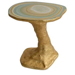Tavolino Charles in Legno Verde Chiaro e Oro