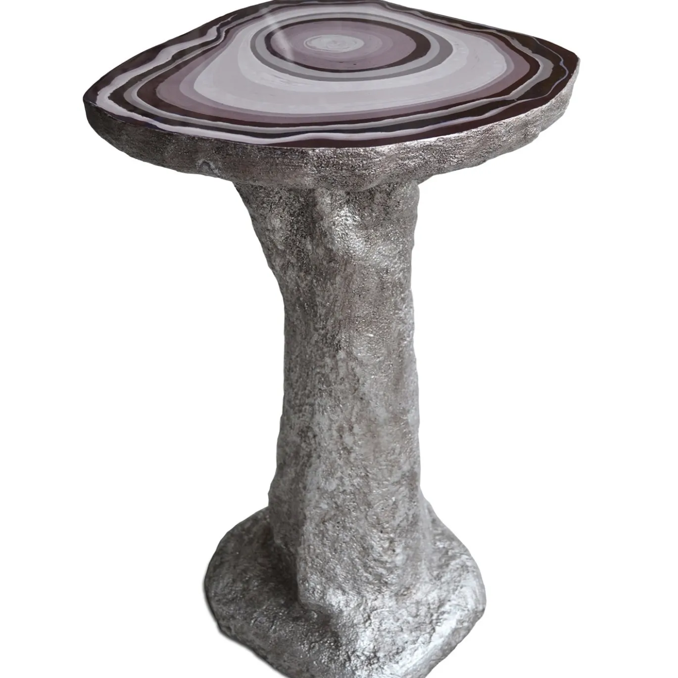 Tavolino Charles Small con piano in scagliola viola e base in legno argentato