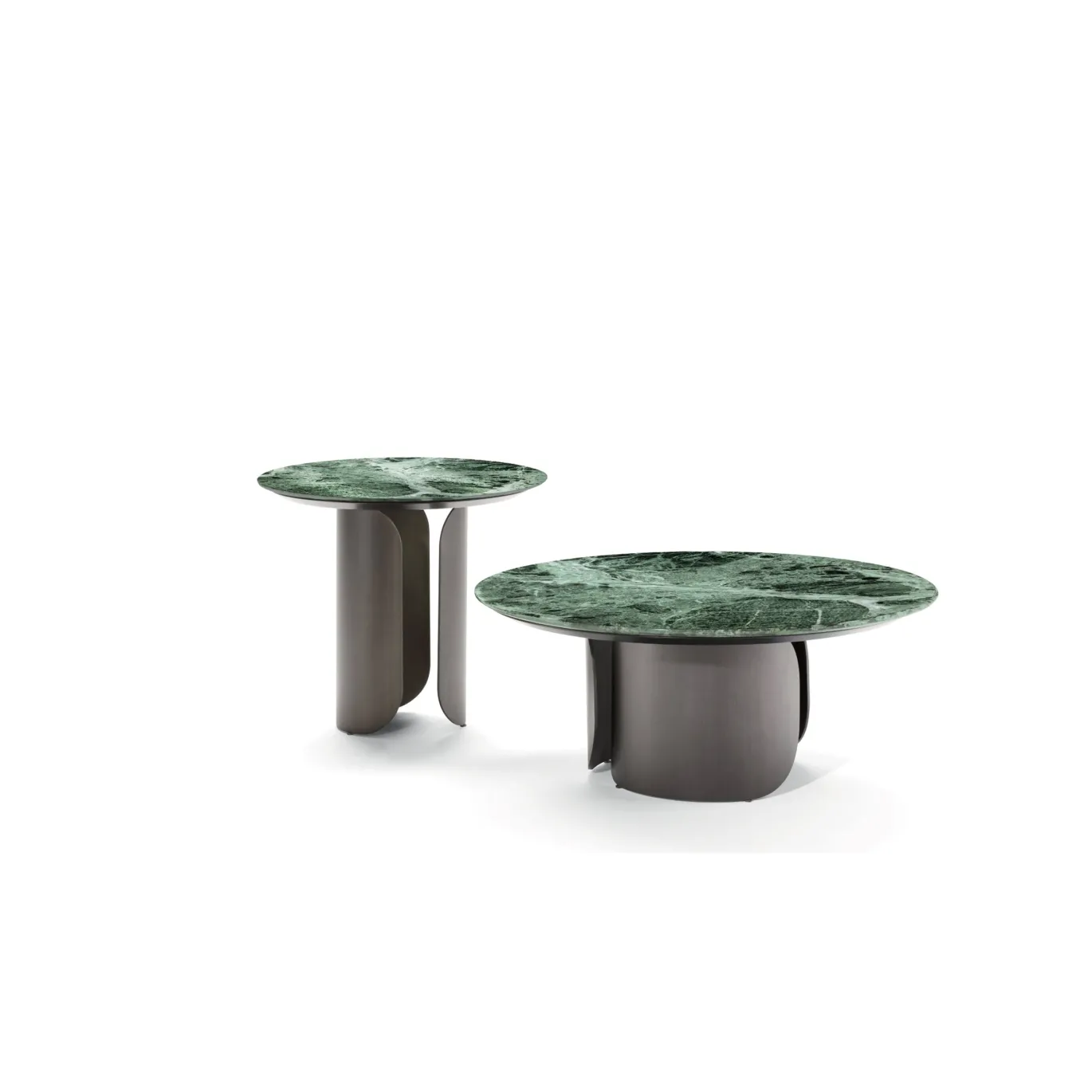 Tavolino con base in metallo Gabriel e piano in marmo verde