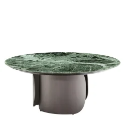 Tavolino con base in metallo Gabriel e piano in marmo verde