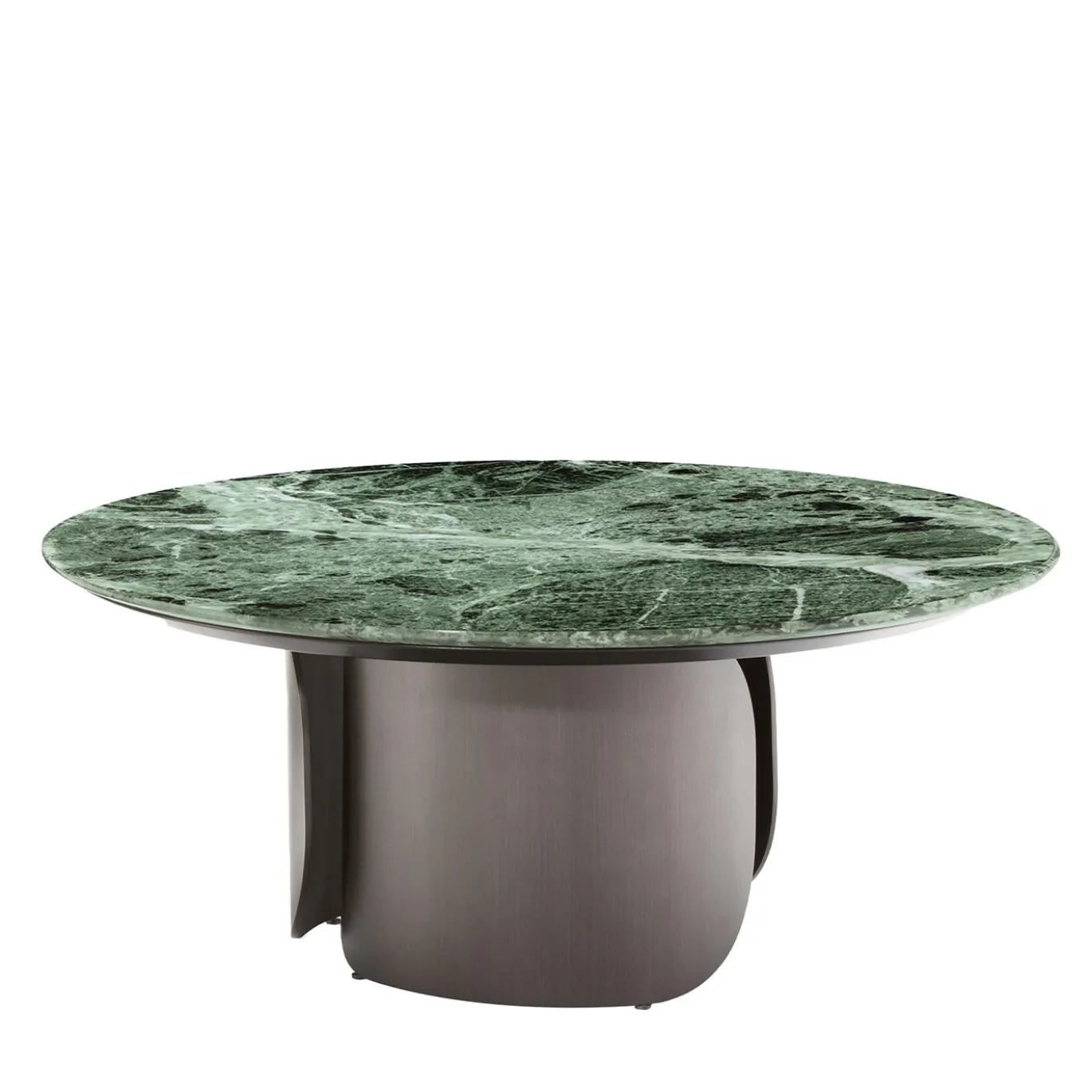 Tavolino con base in metallo Gabriel e piano in marmo verde