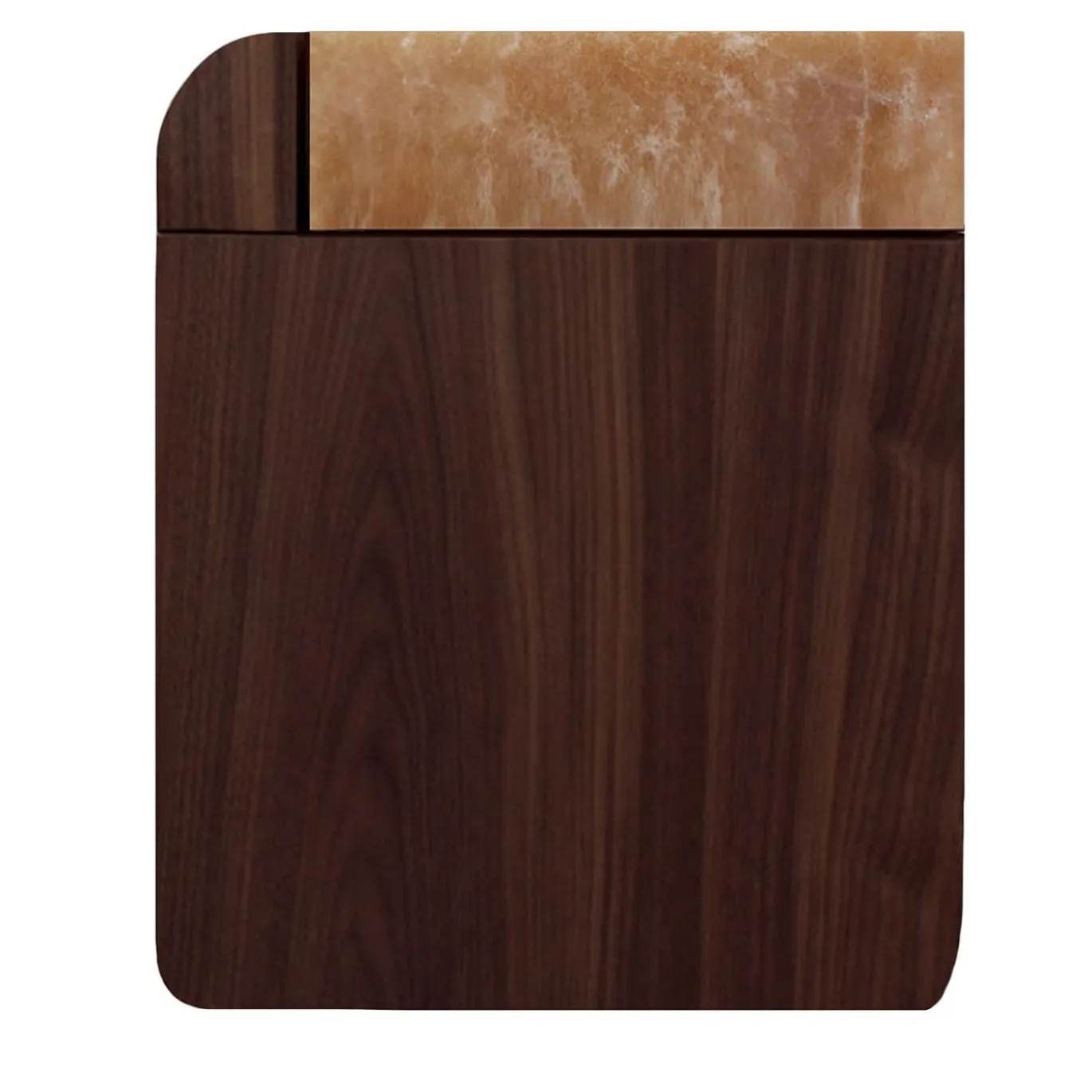 Tavolino contenitore Amo in legno con onice miele