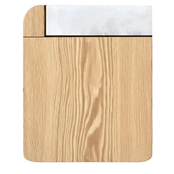 Tavolino contenitore Amo in rovere con top in onice bianco
