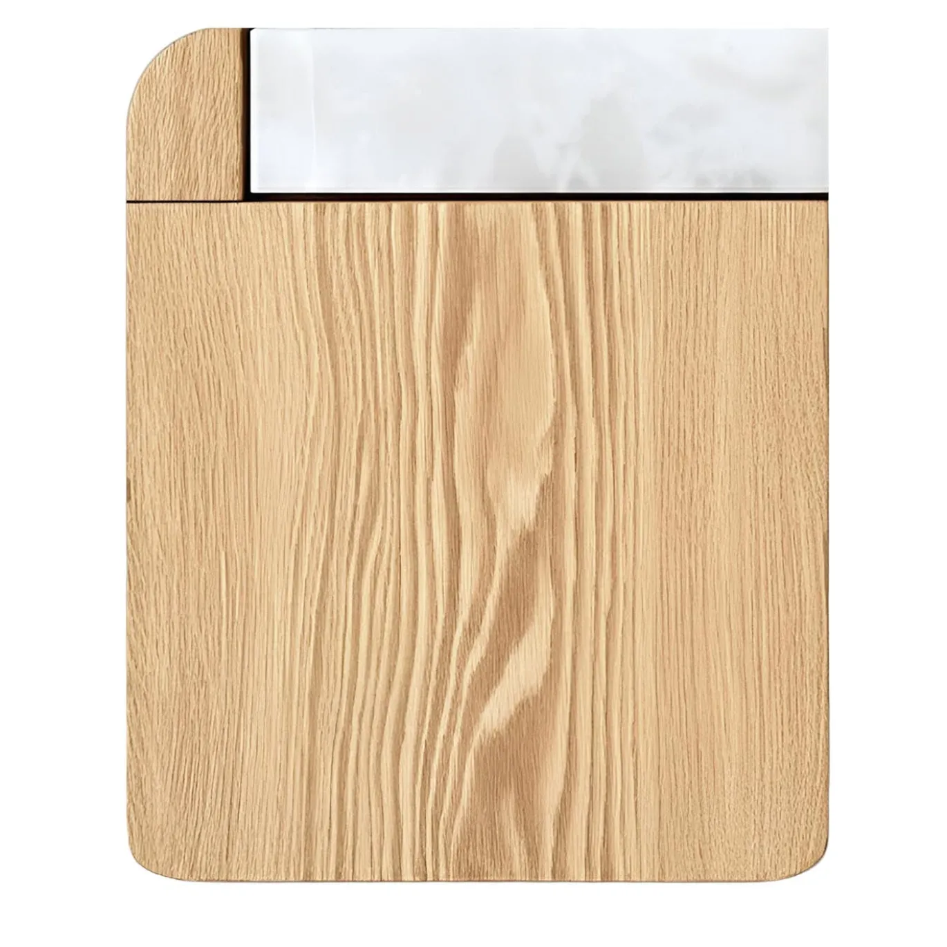 Tavolino contenitore Amo in rovere con top in onice bianco