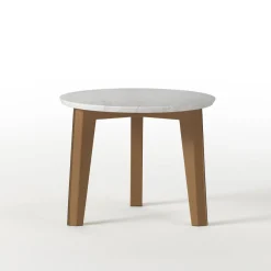Tavolino Costa Round in pelle e marmo di Carrara