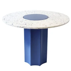 Tavolino da caffè basso rotondo Revéro in acciaio blu