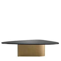 Tavolino da Caffè con Piano in Vetro e Base in Ottone Brunito
