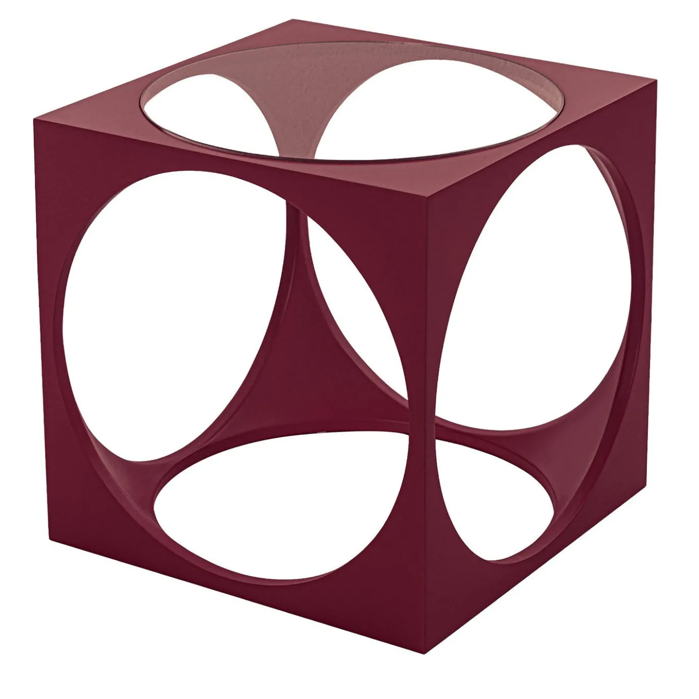 Tavolino da caffè Cubo in legno laccato rosso