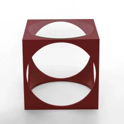 Tavolino da caffè Cubo in legno laccato rosso