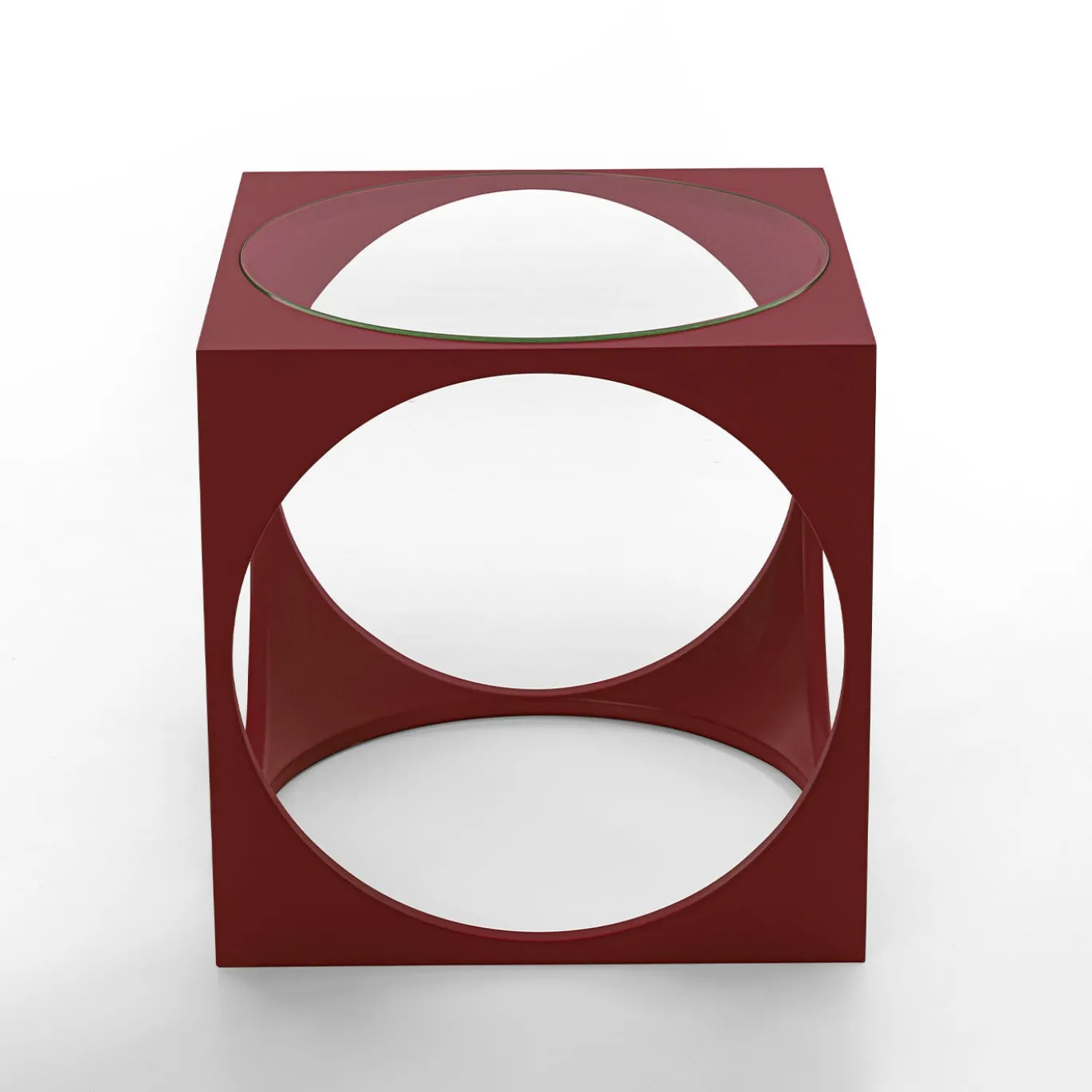 Tavolino da caffè Cubo in legno laccato rosso