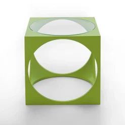 Tavolino da caffè Cubo in legno laccato verde