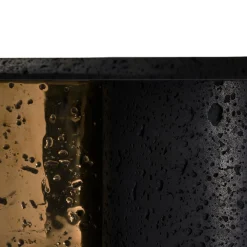 Tavolino da caffè Dalmata in pietra lavica nera a fori aperti e bronzo fuso