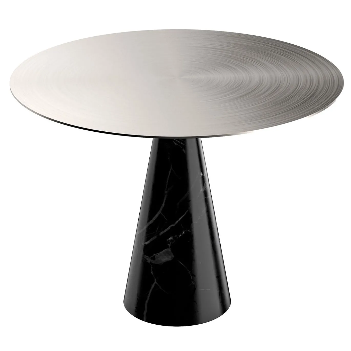Tavolino da caffè Ed072 in marmo nero e metallo silver