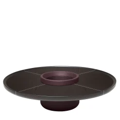 Tavolino da caffè in legno di frassino con base in pelle e inserti in legno