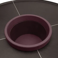 Tavolino da caffè in legno di frassino con base in pelle e inserti in legno