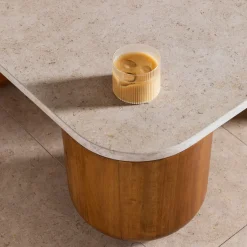 Tavolino da caffè in marmo e legno Porto Square