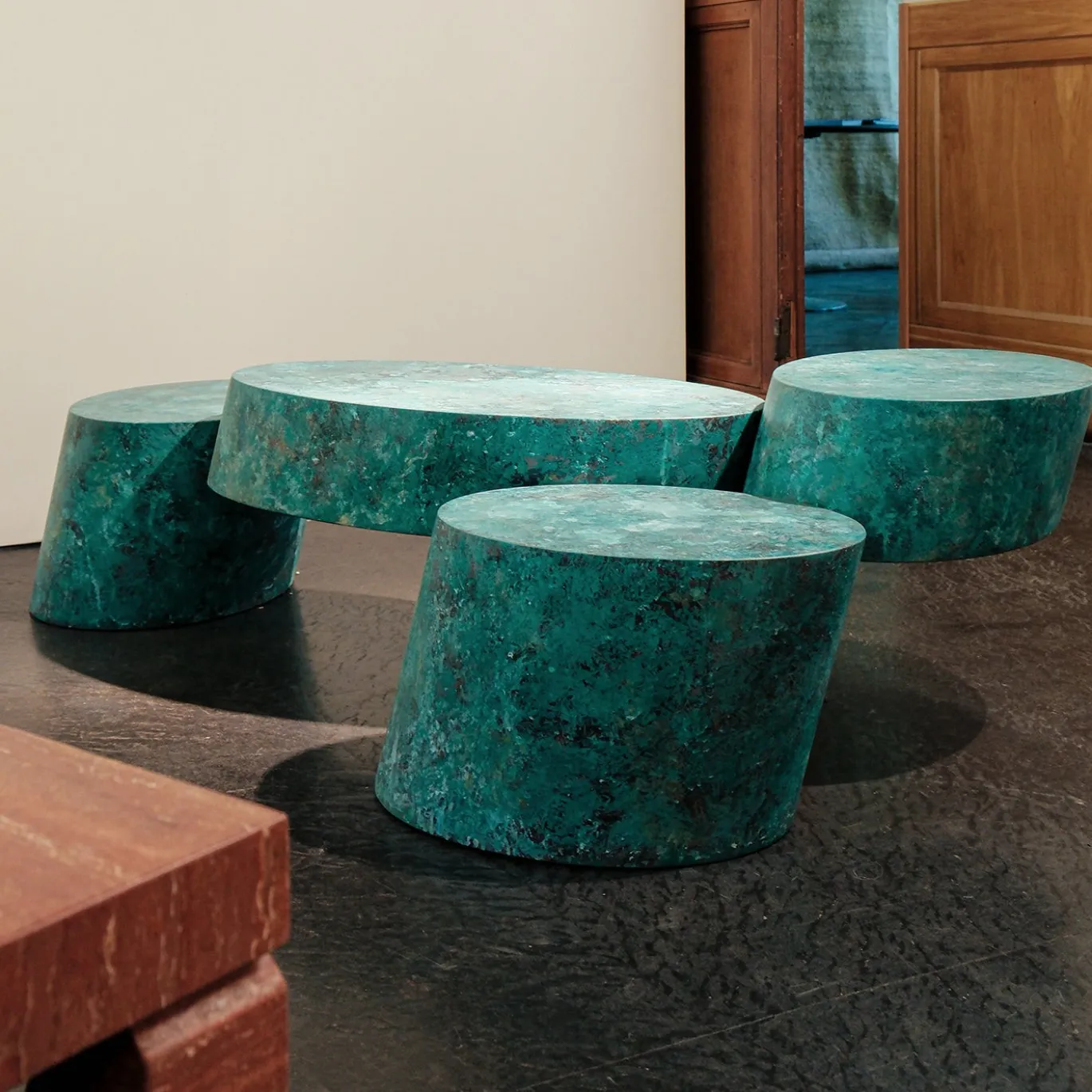 Tavolino da caffè in rame verde Pavé