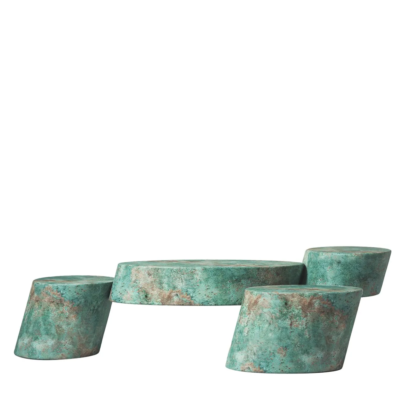 Tavolino da caffè in rame verde Pavé