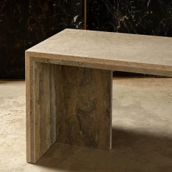 Tavolino da caffè minimalista in travertino titanium