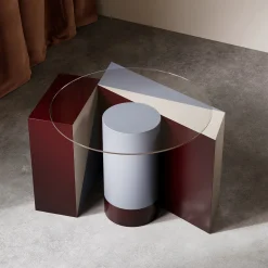 Tavolino da caffè Open Eye beige e borgogna opaco