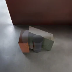 Tavolino da caffè Open Eye khaki e verde scuro laccato lucido