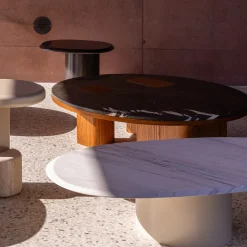 Tavolino da Caffè Pebble L in Legno Laccato e Marmo