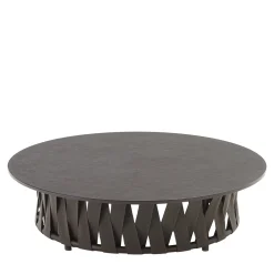 Tavolino da caffè per esterni Circus grande nero con piano rotondo in Dekton