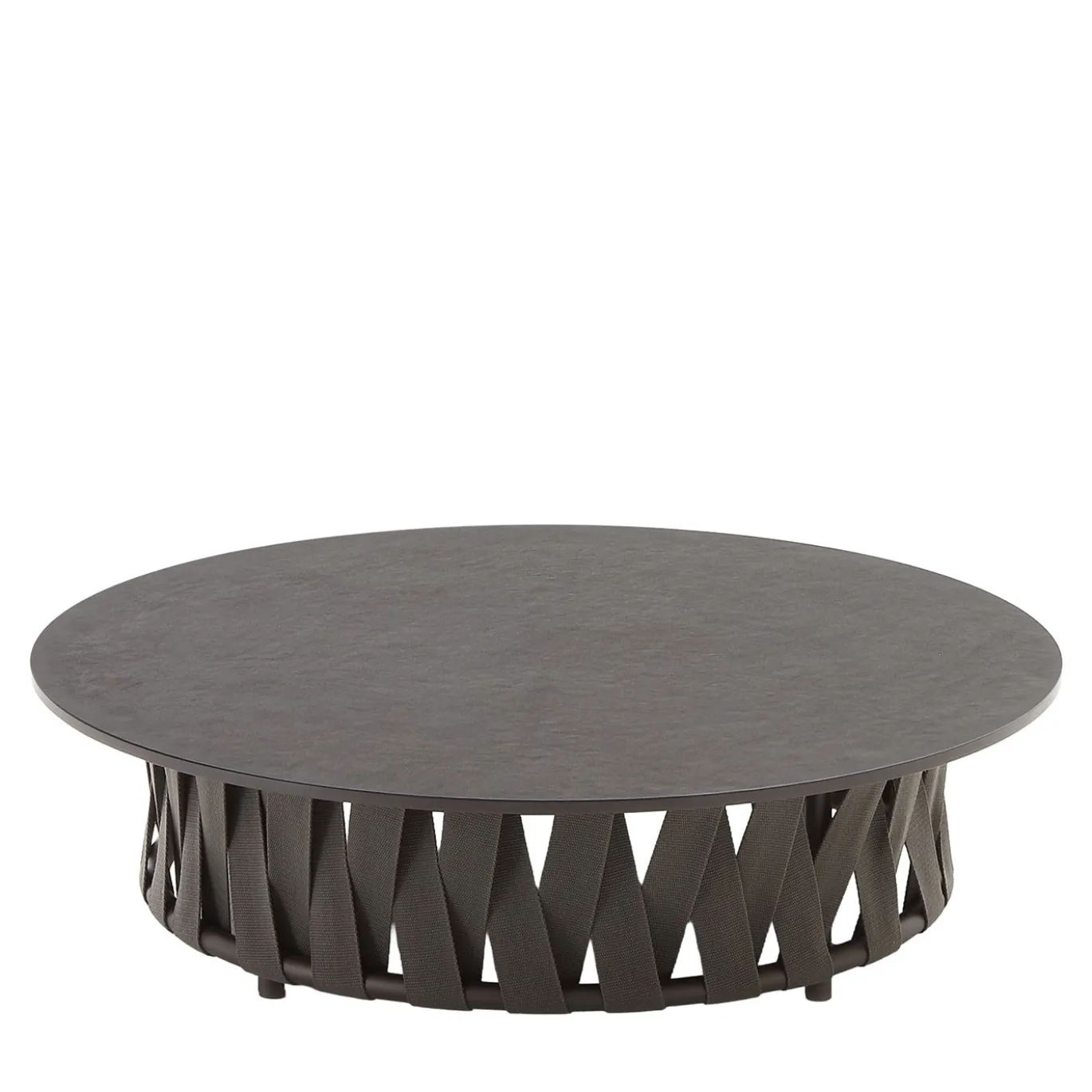 Tavolino da caffè per esterni Circus grande nero con piano rotondo in Dekton