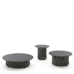Tavolino da caffè per esterni Circus grande nero con piano rotondo in Dekton