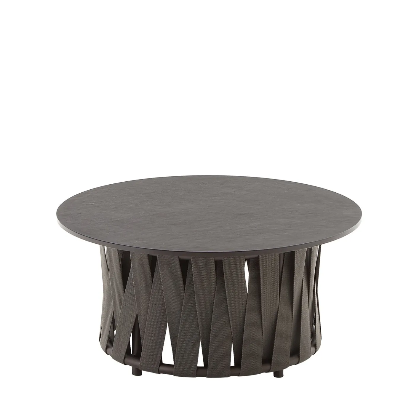 Tavolino da caffè per esterni Circus nero con piano rotondo in Dekton
