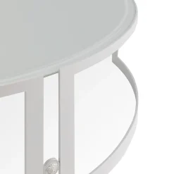 Tavolino da Caffè per Esterni Iconic Rotondo in Vetro Arctic White