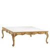 Tavolino da Caffè Quadrato Bianco e Oro Louis XV
