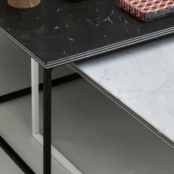 Tavolino da caffè quadrato Fillo in marmo bianco di Carrara