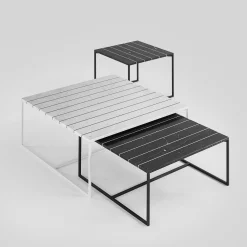 Tavolino da caffè quadrato Gessato in marmo Marquina nero