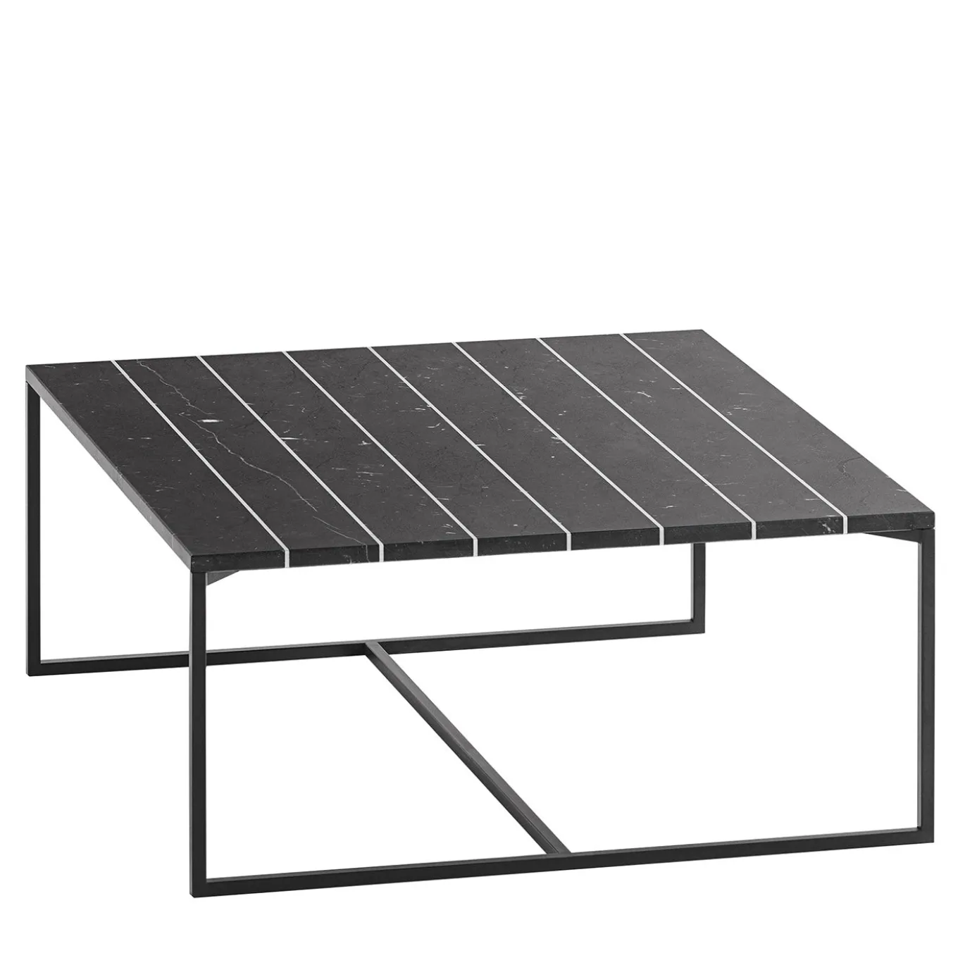 Tavolino da caffè quadrato Gessato in marmo Marquina nero