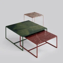 Tavolino da caffè quadrato Origo in marmo Jasper rosso