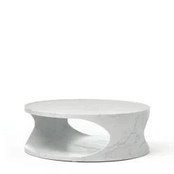 Tavolino da caffè Roll Low in marmo di Carrara bianco