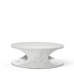 Tavolino da caffè Roll Low in marmo di Carrara bianco