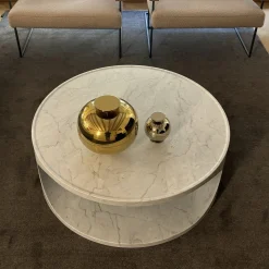 Tavolino da caffè Roll Low in marmo di Carrara bianco