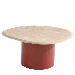 Tavolino da caffè rosso Pebble M con piano in marmo