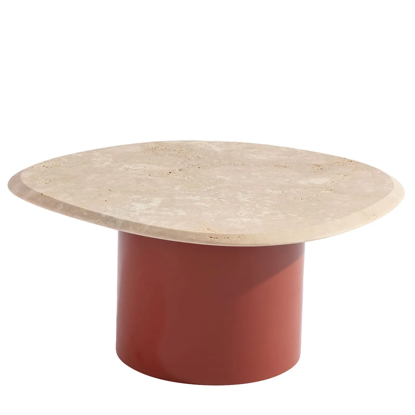 Tavolino da caffè rosso Pebble M con piano in marmo